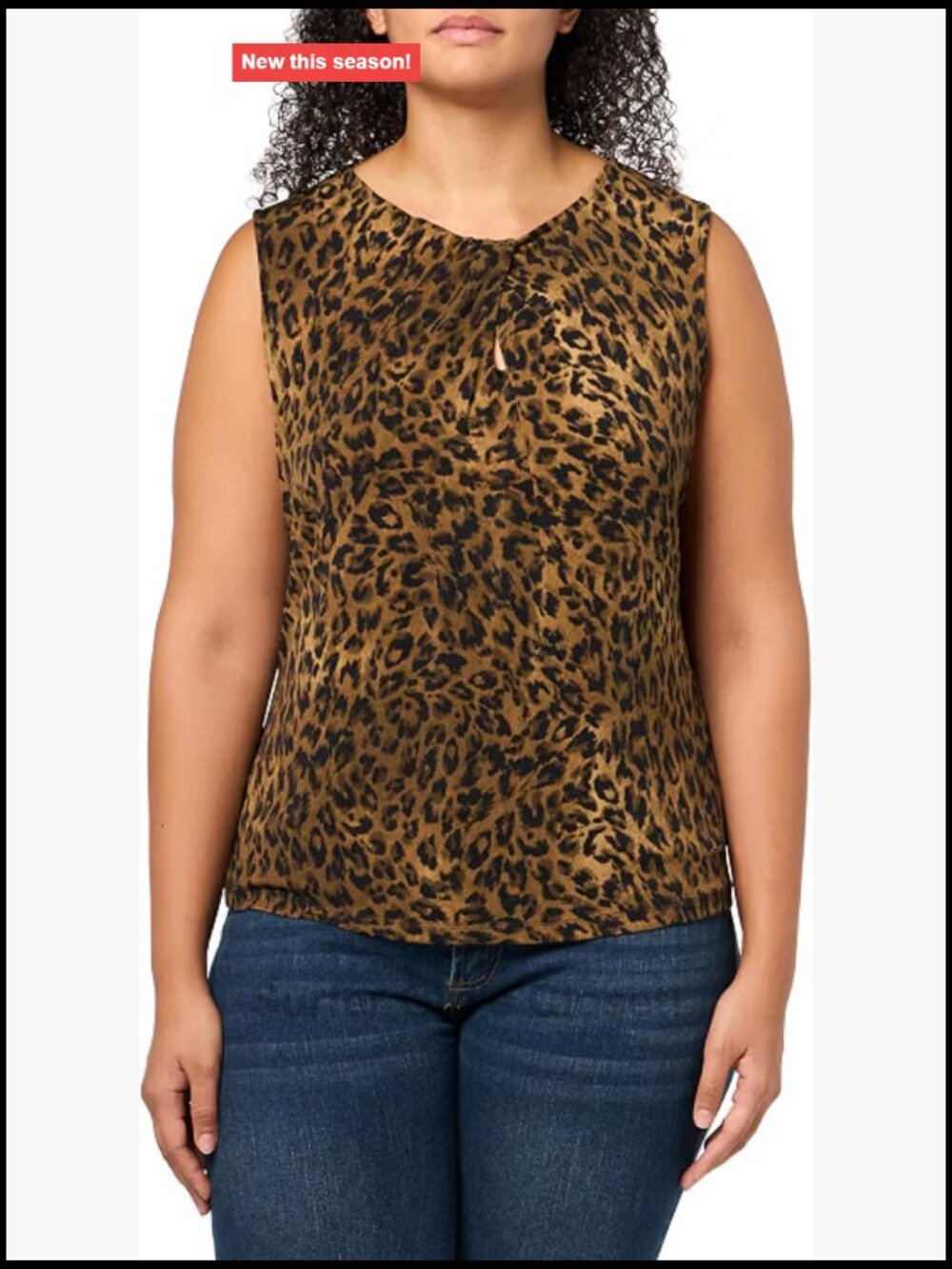 Sleeveless Crewneck Jersey Blouse Keyhole Tie Detail